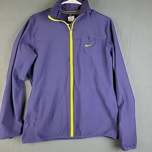 Nike Dri Fit Track Jacket Wo's Sz Large Full Zip Jacket Purple Yellow LongSleeve